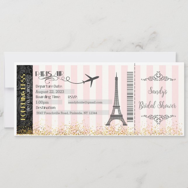 Invitation de carte d'embarquement de Paris, Maria (Devant)
