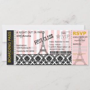 Invitation de carte d'embarquement pour Paris, Mar