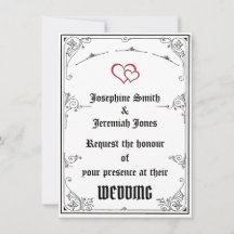 Invitation de carte Mariage de coeur rouge personn