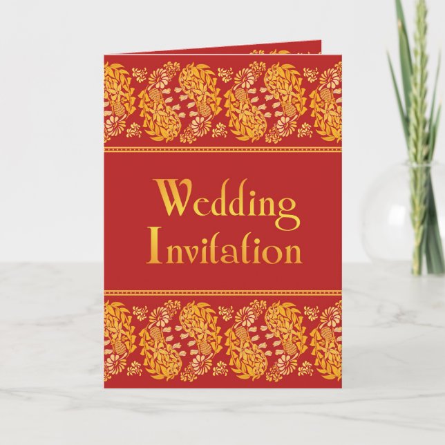 Invitation de carte pliée Mariage indienne (Devant)