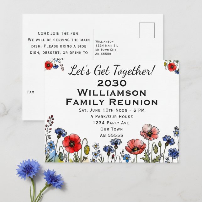 Invitation de carte postale florale pour réunion d (Créateur téléchargé)