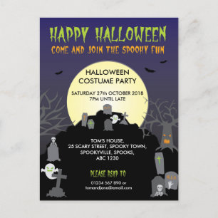 Invitation de carte postale 'Happy Halloween'