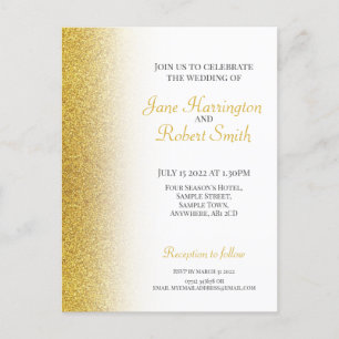 Invitation de carte postale Mariage Gold Parties s