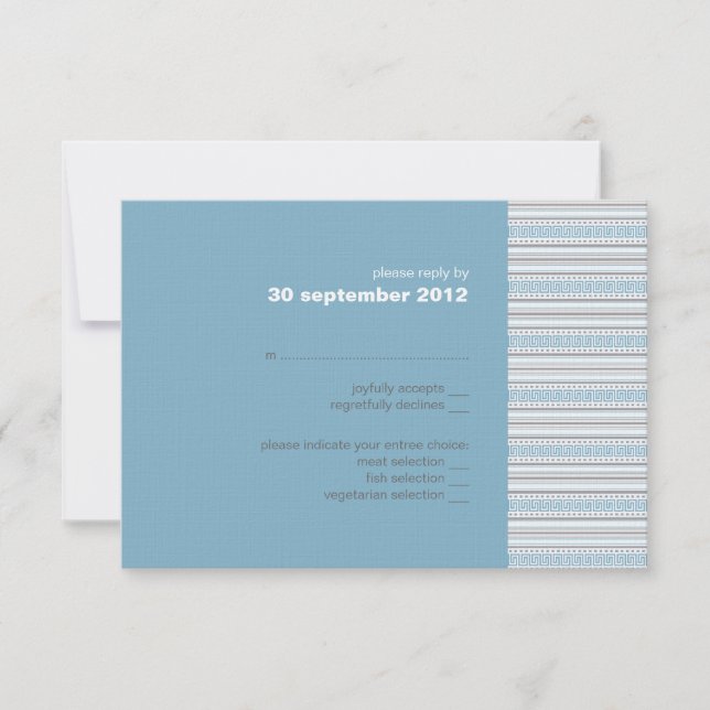 Invitation de carte RSVP Fret Stripe Cornflower (Devant)