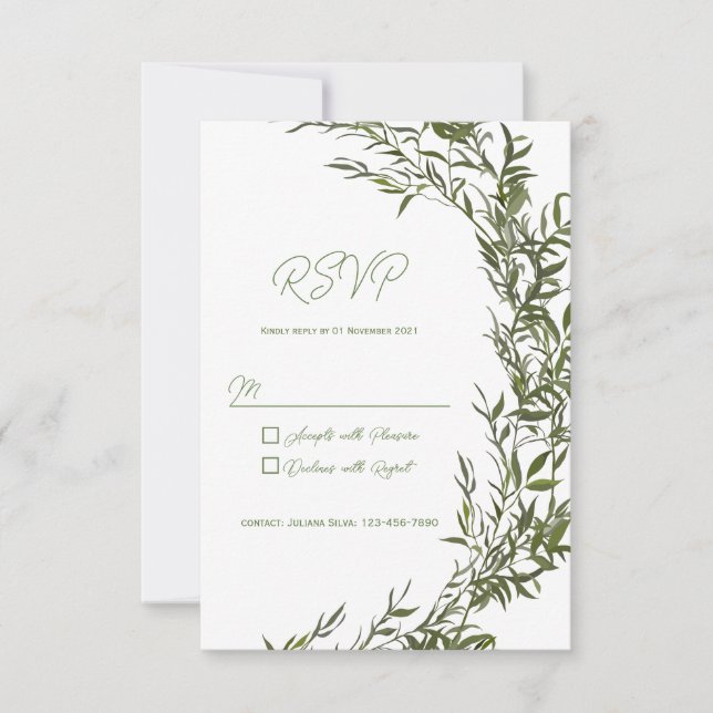 Invitation de carte RSVP Rustic Green (Devant)