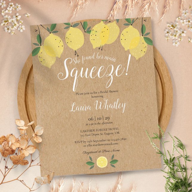 Invitation de carton de douche de mariage de citro (Main Squeeze Lemon Bridal Shower Budget Invitation)