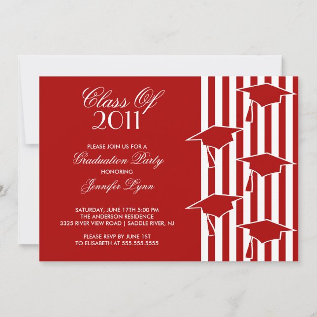 Invitation de Casquettes diplômés rouges et blancs (Devant)