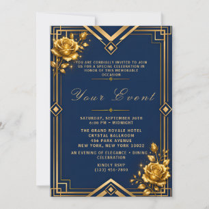 Invitation de célébration de gala Navy Blue Gold L
