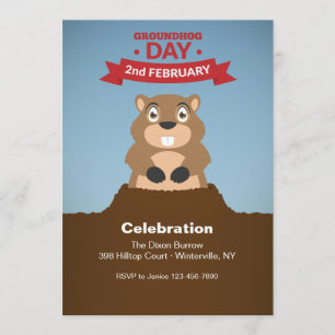 Invitation de célébration de jour de Groundhog