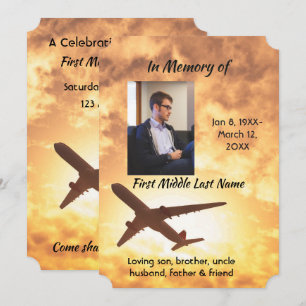 Invitation de célébration de la vie pour un pilote