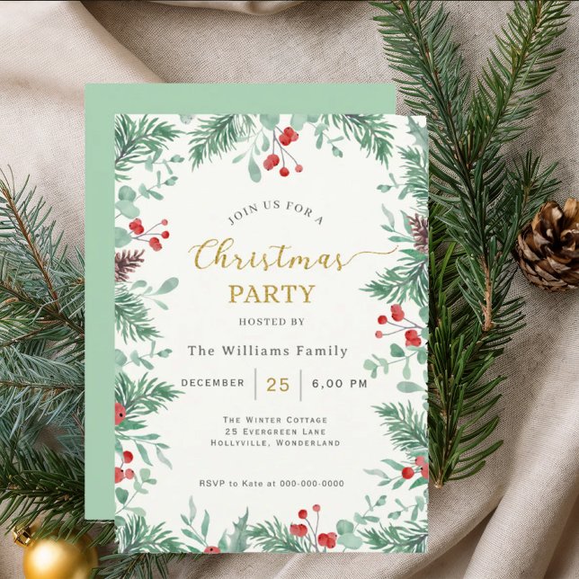Invitation de célébration de Noël à l'aquarelle de (Créateur téléchargé)