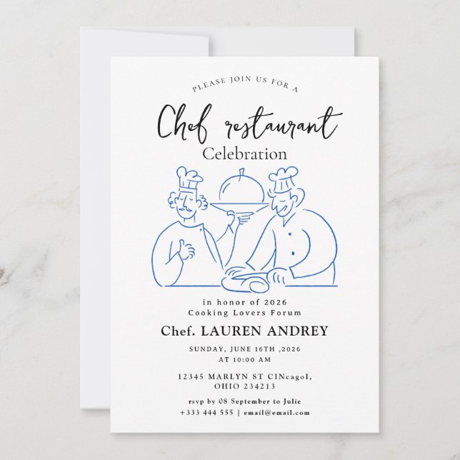 Invitation de célébration de restaurant de chef (Devant)