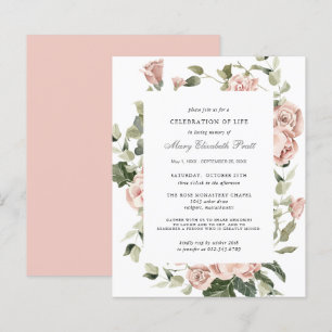 Invitation de célébration de vie à budget rose flo
