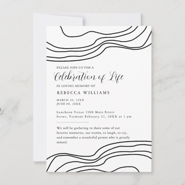 Invitation de célébration de vie avec texte minima (Devant)