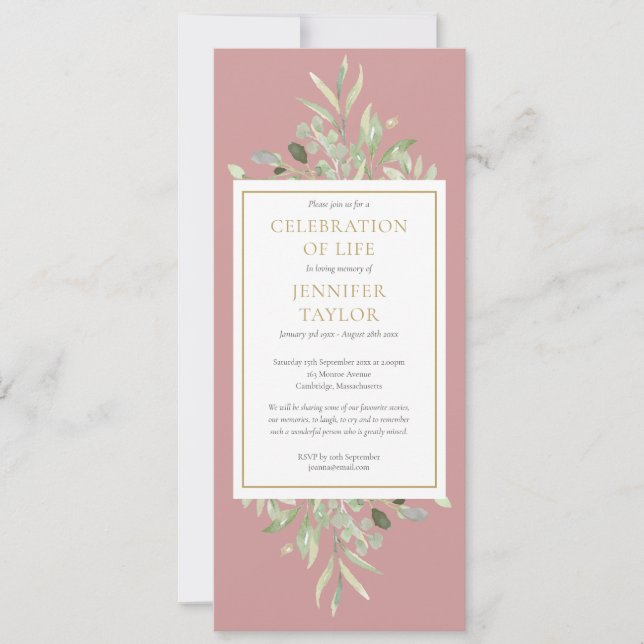 Invitation de célébration de vie de service funéra (Devant)