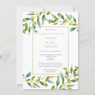 Invitation de célébration de vie funéraire avec ve