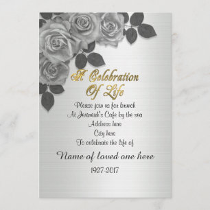 Invitation de célébration de vie roses
