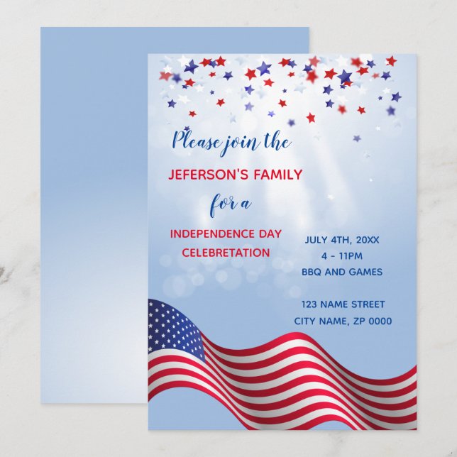 Invitation de célébration du 4 juillet (Devant / Derrière)