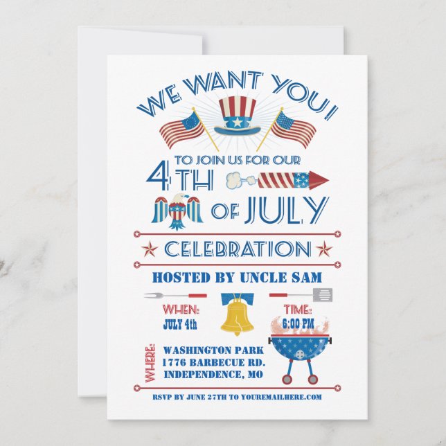 Invitation de célébration du 4 juillet (Devant)