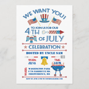 Invitation de célébration du 4 juillet