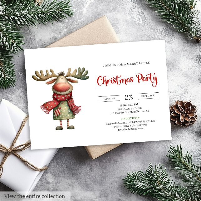 Invitation de célébration pour enfants à l'aquarel (Quirky Reindeer Watercolor Kids Celebration Invitation

)