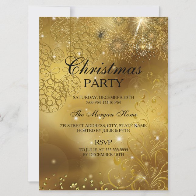 Invitation de célébration scintillante de Noël en  (Devant)
