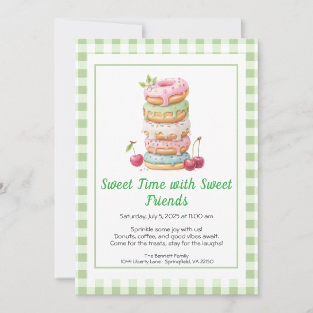 Invitation de célébration sucrée – Fête de Donuts  (Devant)