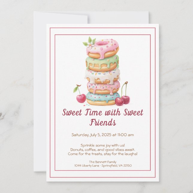 Invitation de célébration sucrée – Fête des donuts (Devant)