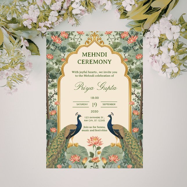 Invitation de cérémonie de Mehndi indienne Pichwai (Créateur téléchargé)