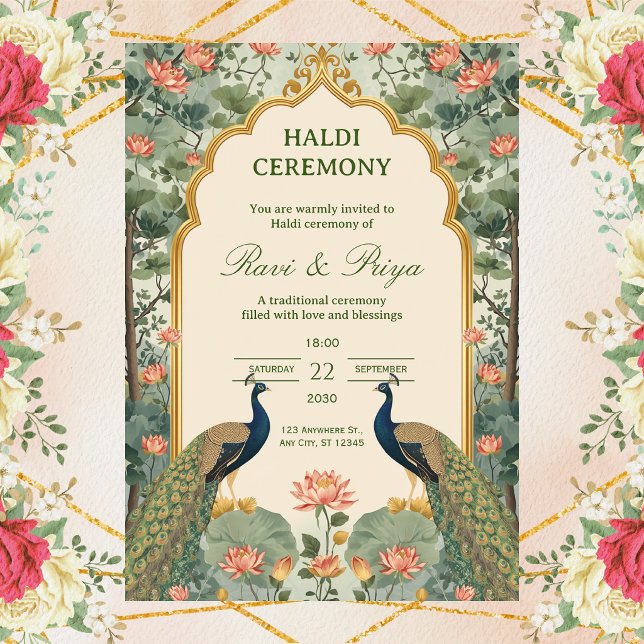 Invitation de cérémonie Haldi indienne Pichwai de  (Créateur téléchargé)