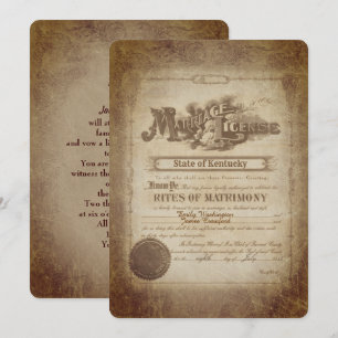 Invitation de certificat de mariage vintage