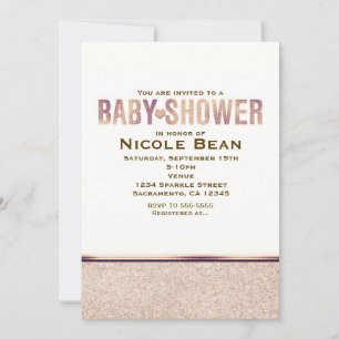 Invitation de Champagne Faux Rose Gold pour Baby S