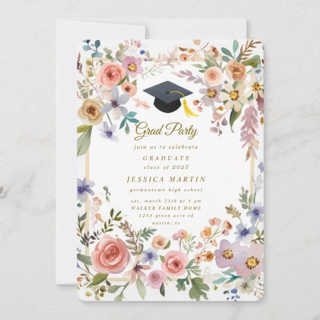Invitation de chapeau de remise de diplôme de fête (Devant)