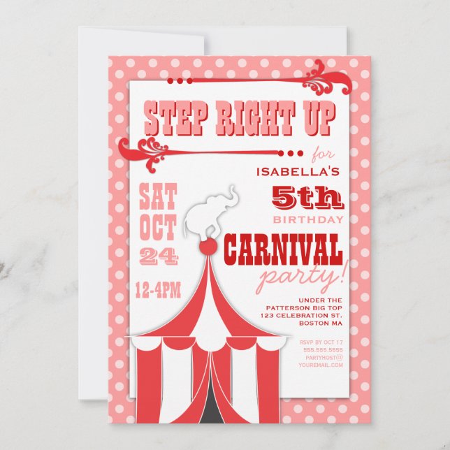 Invitation de chapiteau de fête d'anniversaire de (Devant)