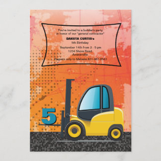 Invitation de chariot élévateur de construction
