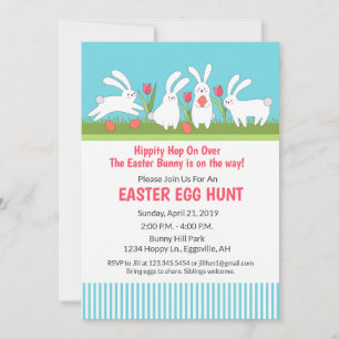 Invitation de chasse aux oeufs de lapin de Pâques