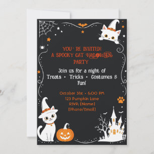 Invitation de chat d'Halloween Design noir mignon