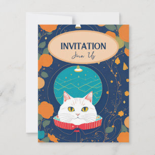 Invitation de chat pêche orange marine kitty voice