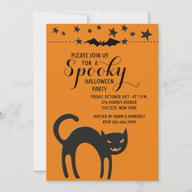 Invitation de chat pour Halloween (Devant)