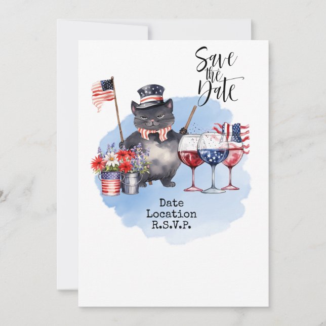 Invitation de chat pour le 4 juillet, sauvegardez  (Devant)