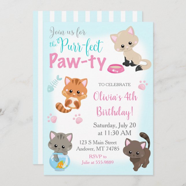 Invitation de chaton pour la Patte-ty (Devant / Derrière)
