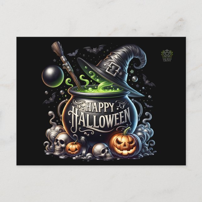 Invitation de chaudron de Halloween joyeux (Devant)