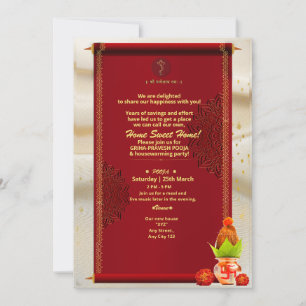 Invitation de chauffage de maison hindoue indienne
