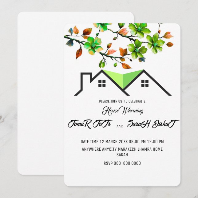 Invitation de Chauffage de Maison Modifiable, Invi (Devant / Derrière)