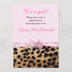 Invitation de Cheetah Leopard de Bow rose Baby sho
