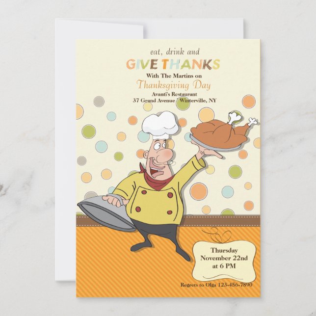 Invitation de chef pour le dîner de Thanksgiving (Devant)