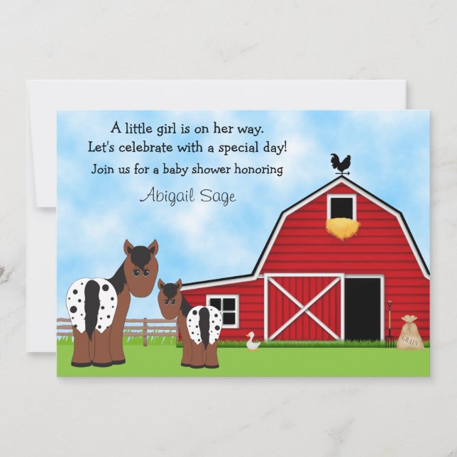 Invitation de chevaux et de Baby showers agricoles (Devant)