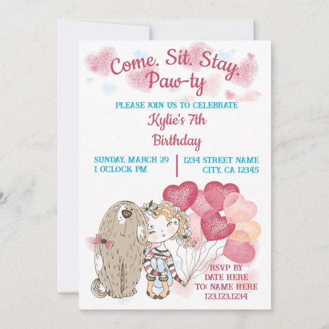 Invitation de chien Paw-ty (Devant)