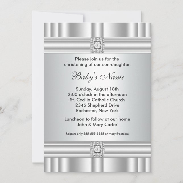 Invitation de Christening Boy ou Girl Cross White (Devant)