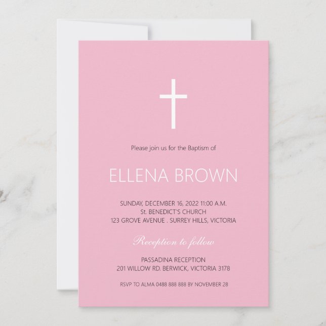 Invitation de Christening minimaliste (Devant)